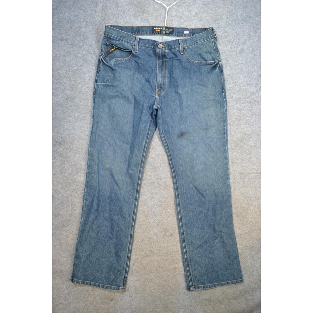 Ariat Rebar M4 Jeans Mens 40x34 Blue Relaxed Bootcut Stretch Denim Work Pants
